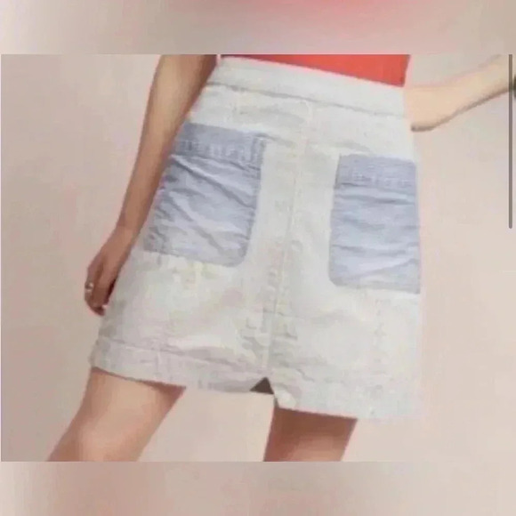 Anthropologie Pilcro & The Letterpress Blue White Pinstripe Mini Skirt Size 8 - Picture 2 of 16